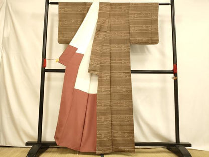 平和屋着物■上質な小紋　横段文　正絹　逸品　未使用　AABH4474fw
