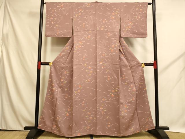 平和屋着物■上質な小紋 楓 梅 正絹 逸品 AABH4481fw