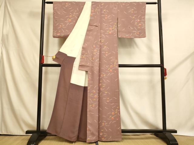 平和屋着物■上質な小紋 楓 梅 正絹 逸品 AABH4481fw