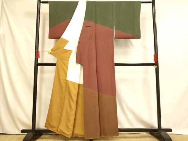 平和屋着物■訪問着 麻の葉文様 鬼しぼ縮緬 正絹 逸品 AABH4482fw
