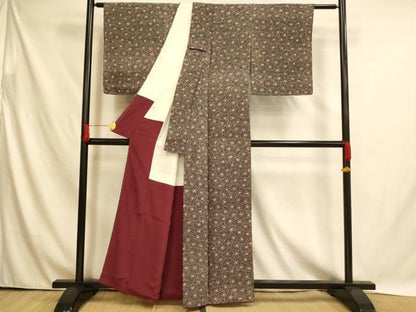 平和屋着物■上質な小紋 舞花文 正絹 逸品 AABH4483fw