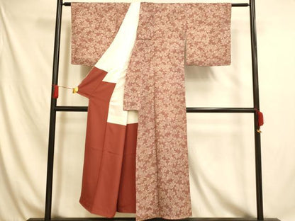 平和屋着物■上質な小紋 舞花文 正絹 逸品 未使用 AABH4484fw