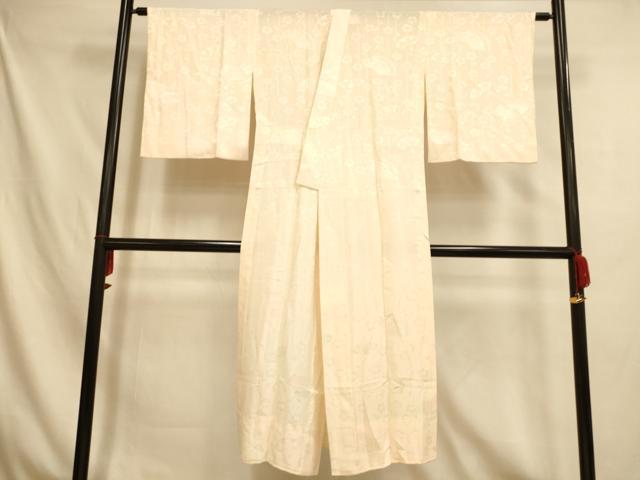 平和屋着物■長襦袢 無双仕立て 扇子枝垂れ花地紋 暈し染め 正絹 逸品 AABH4487fw