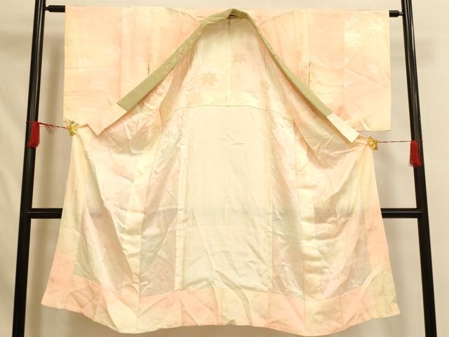 平和屋着物■長襦袢　無双仕立て　楓流水地紋　暈し染め　半衿刺繍　正絹　逸品　AABH4488fw