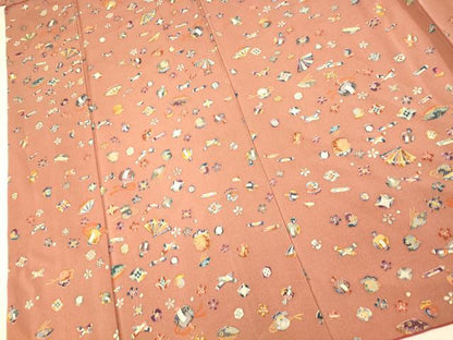 平和屋着物■上質な小紋 宝尽くし文様 金彩 正絹 逸品 AABH4494fw