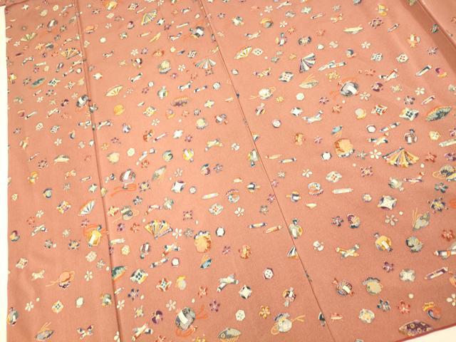 平和屋着物■上質な小紋 宝尽くし文様 金彩 正絹 逸品 AABH4494fw