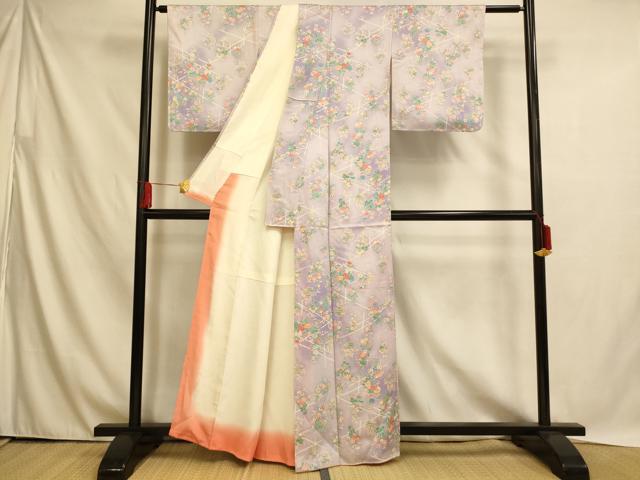平和屋着物■上質な小紋 草花文 暈し染め 正絹 逸品 AABH4505fw