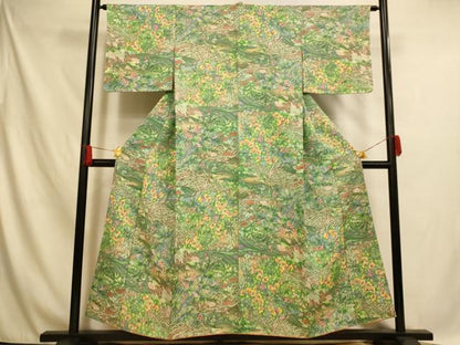 平和屋着物■上質な小紋 風景文 正絹 逸品 AABH4506fw