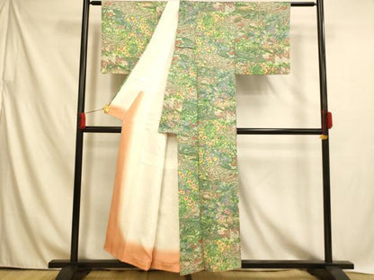 平和屋着物■上質な小紋 風景文 正絹 逸品 AABH4506fw