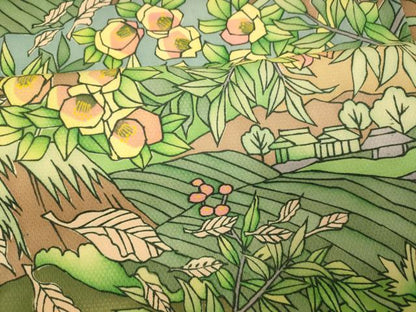 平和屋着物■上質な小紋 風景文 正絹 逸品 AABH4506fw