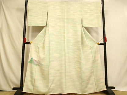 平和屋着物■色留訪問着 霞山重ね文 暈し染め 正絹 逸品 AABH4507fw
