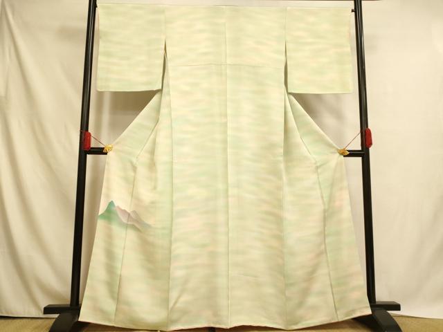 平和屋着物■色留訪問着 霞山重ね文 暈し染め 正絹 逸品 AABH4507fw