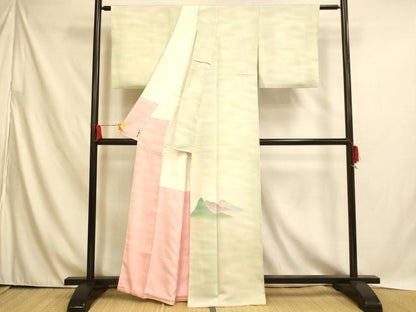 平和屋着物■色留訪問着 霞山重ね文 暈し染め 正絹 逸品 AABH4507fw