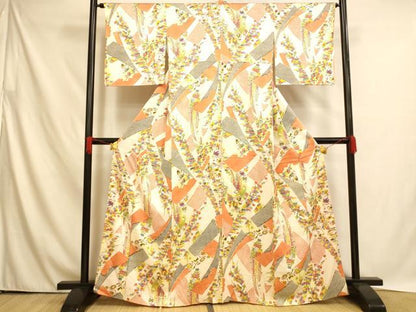 平和屋着物■上質な小紋 草花熨斗文 正絹 逸品 AABH4508fw