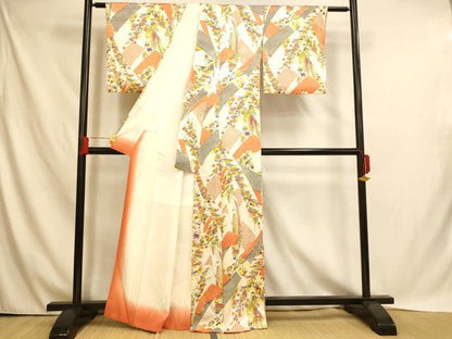 平和屋着物■上質な小紋 草花熨斗文 正絹 逸品 AABH4508fw