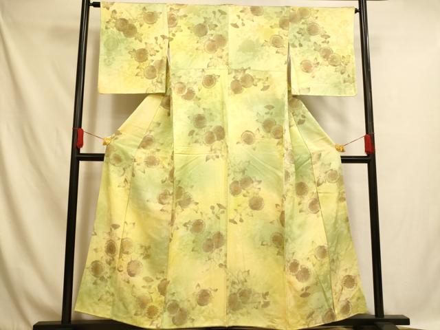 平和屋着物■上質な小紋 地紋起こし 霞枝花文 暈し染め 正絹 逸品 AABH4509fw