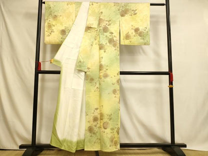 平和屋着物■上質な小紋 地紋起こし 霞枝花文 暈し染め 正絹 逸品 AABH4509fw