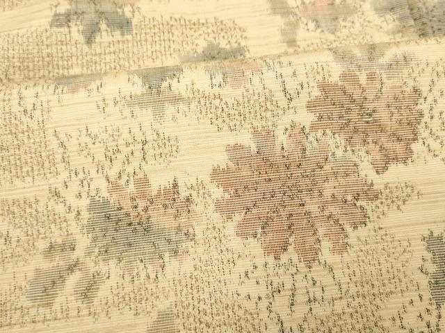 平和屋着物■上質な紬　エ霞草花文　正絹　逸品　AABH4513fw