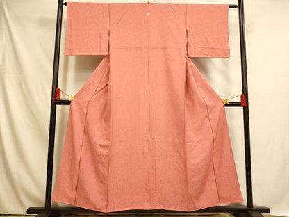平和屋着物■上質な色無地　宝尽くし　甚三紅色　正絹　逸品　AABH4515fw