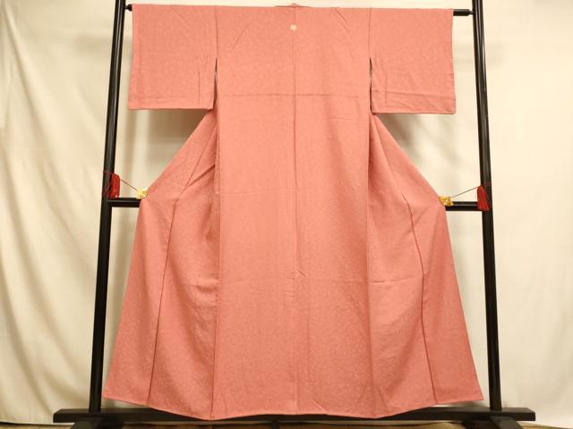 平和屋着物■上質な色無地　宝尽くし　甚三紅色　正絹　逸品　AABH4515fw