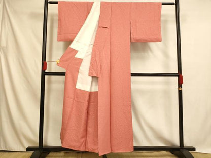 平和屋着物■上質な色無地　宝尽くし　甚三紅色　正絹　逸品　AABH4515fw