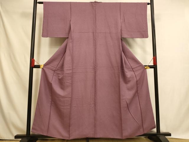 平和屋着物■上質な色無地 霞地紋 二藍色 正絹 逸品 AABH4518fw