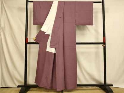 平和屋着物■上質な色無地 霞地紋 二藍色 正絹 逸品 AABH4518fw