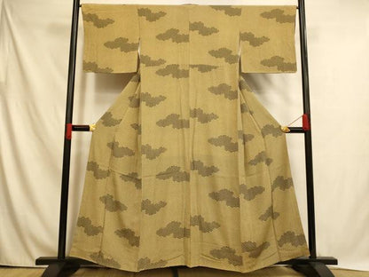 平和屋着物■上質な小紋 雲取り青海波文 正絹 逸品 AABH4519fw