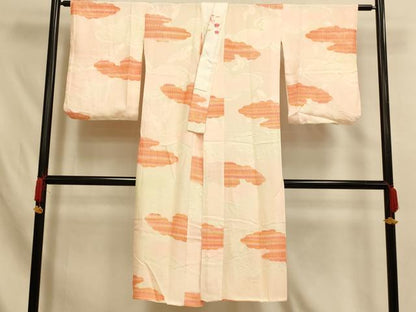 平和屋着物■長襦袢　袷　雲取り飛鶴文　半衿刺繍　正絹　逸品　AABH4522fw