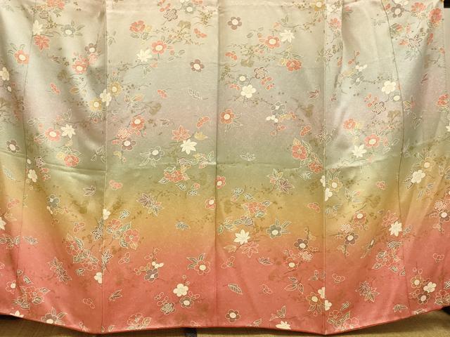 平和屋着物■訪問着　枝花霞文　暈し染め　金彩　正絹　逸品　AABH4525fw