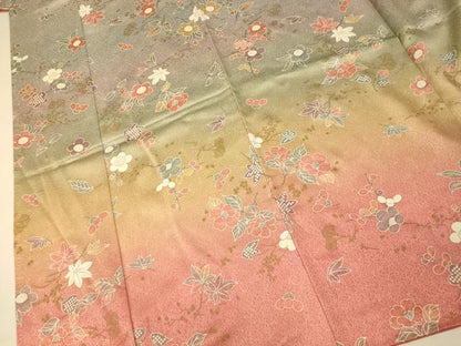 平和屋着物■訪問着　枝花霞文　暈し染め　金彩　正絹　逸品　AABH4525fw