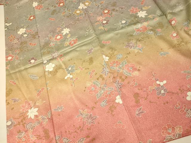 平和屋着物■訪問着　枝花霞文　暈し染め　金彩　正絹　逸品　AABH4525fw