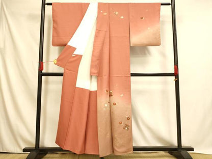 平和屋着物■訪問着　花蝶文　暈し染め　金彩　正絹　逸品　AABH4527fw