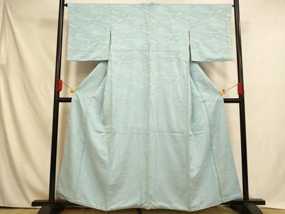 平和屋着物■上質な色無地　流水地紋　空色　正絹　逸品　AABH4528fw