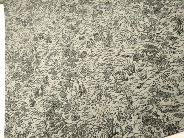 平和屋着物■上質な小紋　型染め　草花文　正絹　逸品　未使用　AABH4530fw
