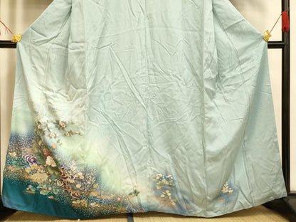 平和屋着物■訪問着　刺繍　草花光琳水文　暈し染め　金糸　金彩　正絹　逸品　AABH4533fw