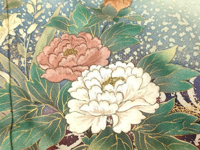 平和屋着物■訪問着　刺繍　草花光琳水文　暈し染め　金糸　金彩　正絹　逸品　AABH4533fw