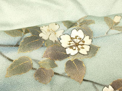 平和屋着物■訪問着　刺繍　草花光琳水文　暈し染め　金糸　金彩　正絹　逸品　AABH4533fw
