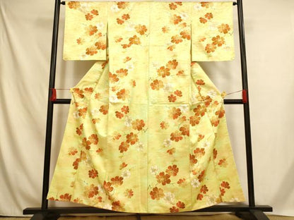 平和屋着物■小紋　エ霞枝花文　暈し染め　金彩　洗える着物　AABH4543fw