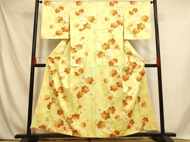 平和屋着物■小紋　エ霞枝花文　暈し染め　金彩　洗える着物　AABH4543fw