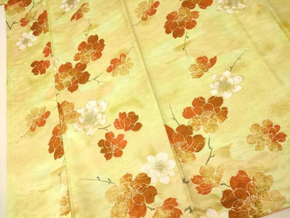 平和屋着物■小紋　エ霞枝花文　暈し染め　金彩　洗える着物　AABH4543fw