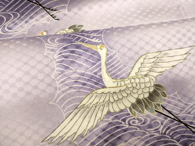 平和屋着物■訪問着　飛鶴流水文　暈し染め　金彩　洗える着物　AABH4544fw