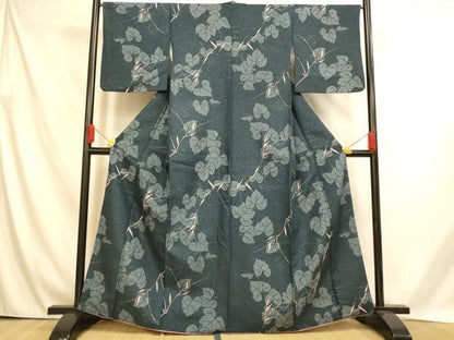 平和屋着物■小紋　葡萄の蔓　笹　金彩　洗える着物　AABH4547fw