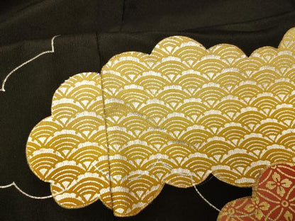 平和屋着物■豪華黒留袖　刺繍　鳳凰吉祥雲取り文　金銀糸　金銀彩　正絹　逸品　AABH4553fw
