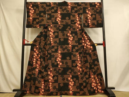 平和屋着物■小紋　桜格子　洗える着物　AABH4554fw
