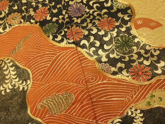 平和屋着物■豪華黒留袖　駒刺繍　道長花唐草文　金銀糸　金彩　正絹　逸品　AABH4555fw