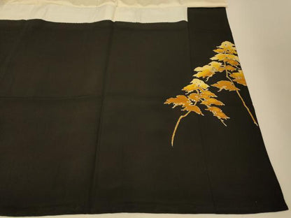 平和屋着物■豪華黒留袖　駒刺繍　風景文　金彩　正絹　逸品　AABH4556fw