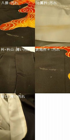 平和屋着物■豪華黒留袖　刺繍　雉流水文　金銀糸　金彩　正絹　逸品　AABH4557fw