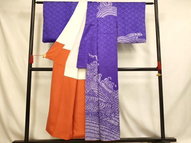 平和屋着物■訪問着 絞り 立波文 正絹 逸品 AABH4560fw
