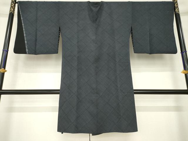 平和屋着物∞道行コート　よろけ菱　ロング丈　正絹　逸品　AABH4564ck 平和屋着物∞道行コート よろけ菱 ロング丈 正絹 逸品 AABH4564ck